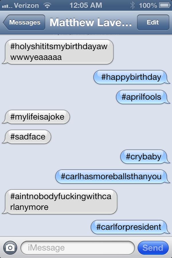 _fainauriel's tweet image. we only text through hashtags. #hashtagproblems