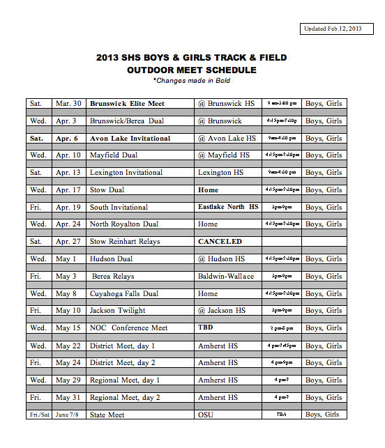 SvilleTrack's tweet photo. UPDATED TRACK SCHEDULE http://t.co/JjH1S0OLjY