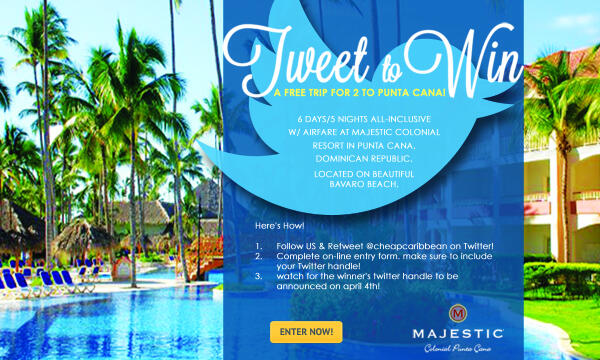 Follow us &amp; enter to win an all-inclusive trip for two to Punta Cana! #CheapCaribbean