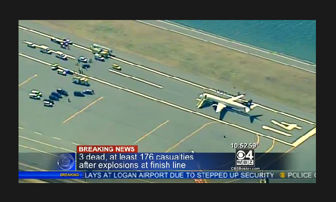 L'avion immobilisé à l'aéroport de Boston