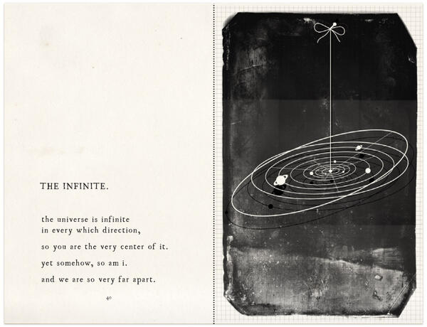 myetcetera's tweet photo. 'The universe is infinite / in every which direction, // so you are the very centre of it. // Yet somehow, so am I.' http://t.co/Bitf98GMG1