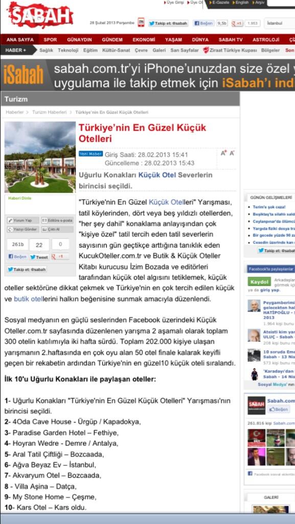 Kar's Otel yine ilk 10'da seçildi! 

sabah.com.tr/Turizm/2013/02…