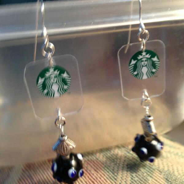 rtwins's tweet photo. @Starbucks wondering if you love this? Beaded earrings from Starbucks gift cards ! http://t.co/t1htZKRjKo