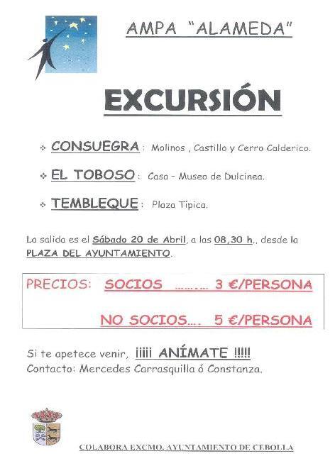 CebollaenToledo's tweet photo. Asociación de Padres "ALAMEDA" organiza sábado 20-Abril, EXCURSIÓN A "CONSUEGRA, EL TOBOSO Y TEMBLEQUE" http://t.co/oyV3CxUadU