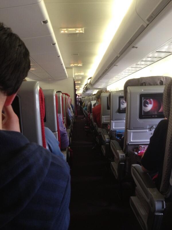 SluggerBeaumont's tweet image. View from my seat!! #backoftheplane #cheapseats #cattleclass #moo