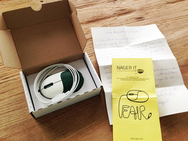 csiebenweiber's tweet image. Eine faire #Computermaus von NagerIT. Danke, Susanne Jordan für die liebe Überraschung! nager-it.de