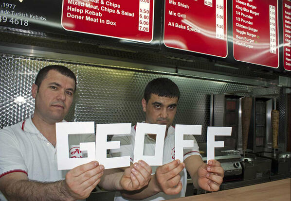 TheGeoffProject's tweet image. #thegeoffproject #geoff #kebabs #kingslandhighstreet #Dalston 365 days of Geoff No.42