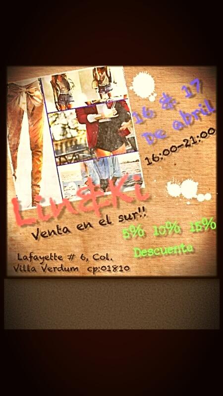 linandki's tweet photo. Este 16 y 17 de abril venta de Lin &amp; Ki en el sur! Los esperamos! http://t.co/tkJBjhnCHu