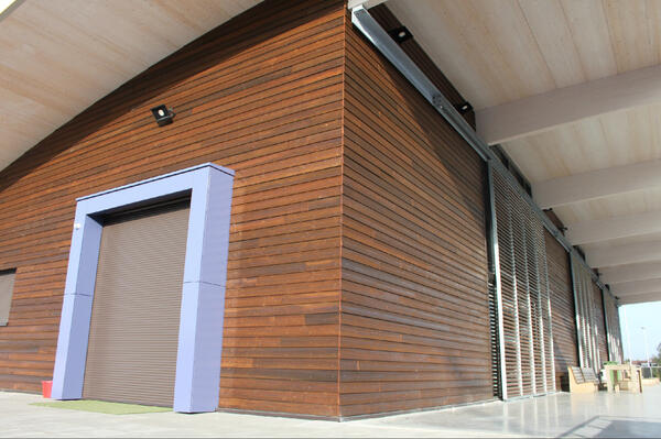 A new hockey stadium with WaxedWood Color cladding ready for the summer and of course competition!!
