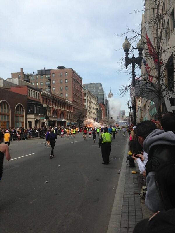 danroan's tweet photo. Moment of the explosion at the Boston marathon finishing line http://t.co/KFuMVpZ54B