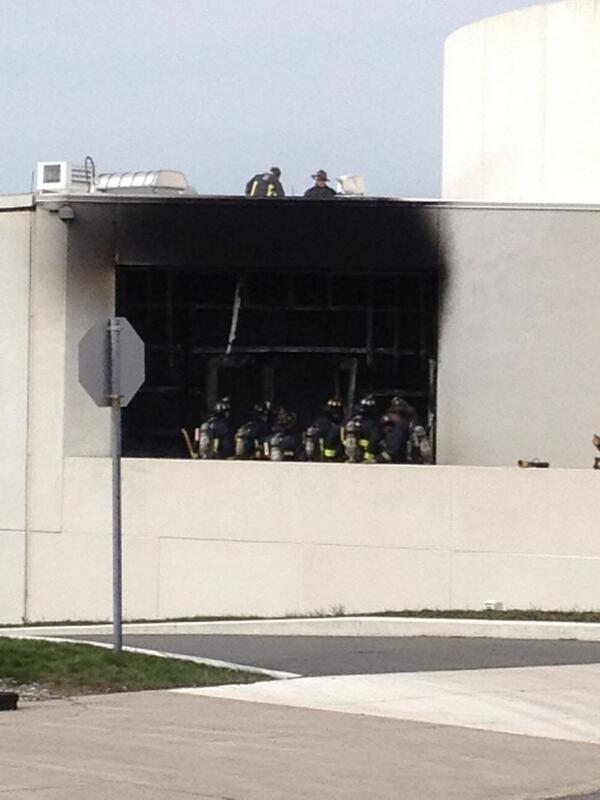 HuffPostPol's tweet image. Here's photo of damage from apparent explosion/fire at JFK Library, via @DaveWedge
