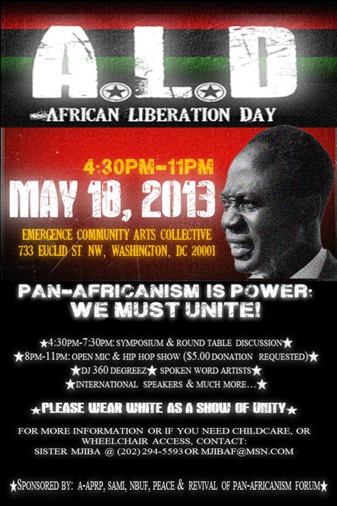 Africaishome's tweet photo. Cometo ALD May 18th in Washington, DC from 4:30-11:00pm @Ajami, @MeshonWatkins, @KofiTaharka, @PanAfricForum http://t.co/IngBC1wTVZ
