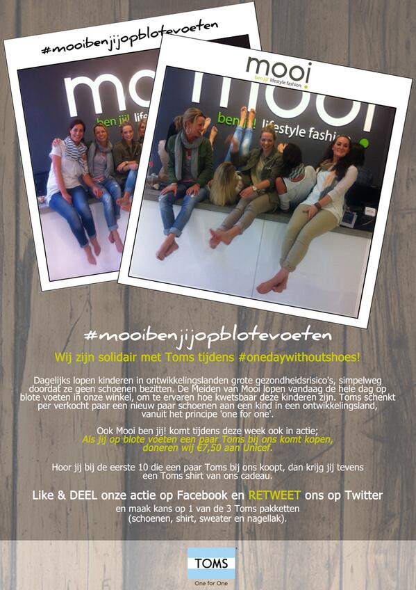Hoe <a href="/mooibenjij/">Mooi ben jij!</a> op blote voeten? Wees solidair! Retweet ons &amp; WIN! #toms #onedaywithoutshoes #mooibenjijopblotevoeten