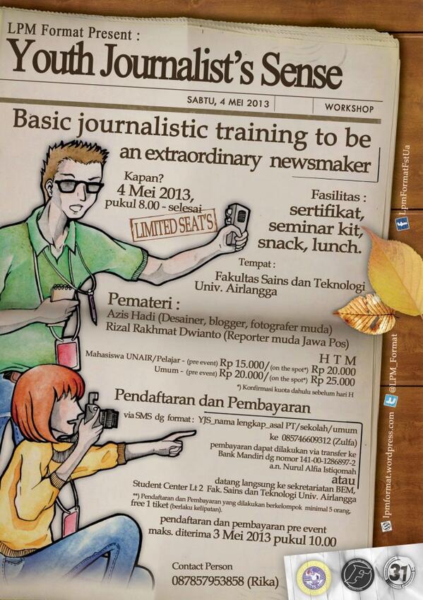 <a href="/gforst_sby/">GFORST</a> LPM Format Unair presents Youth Journalist's Sense , basic joournalistic training #YJSFormat