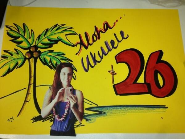 StaceyT_JBaus's tweet photo. So my staff decided to put a photo of me in Hawaii on the ukulele sign!! #JBHIFI #ukulele #Hawaii #howembarrassing http://t.co/3ArX0rdHXX