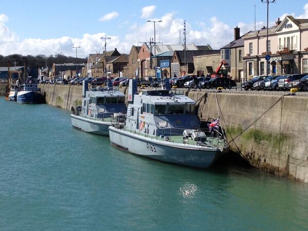 RoyalNavy's tweet photo. The Welsh Patrol Ship Squadron, #HMSExploit and #HMSExpress in Howth, are in their Easter Deployment for 2013. http://t.co/WHA0F3SMo2