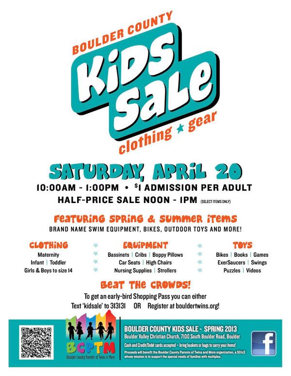 The Boulder County Kids Sale is only 16 days away!  Counting down to amazing steals on gently used kids' stuff.