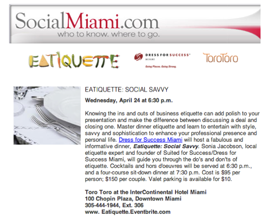 jejeconsulting's tweet photo. Thank you @SocialMiami for including #eatiquette!! 4/24 to benefit @DFSMiami @bcprmiami @SFGconnected @ToroToroMiami http://t.co/OFg7g84Uz2