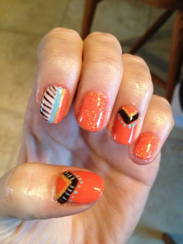 Bandrea34's tweet image. New Obsession #Nails #AztecDesign Thanks @ali_jo25 they turned out awesome as always!