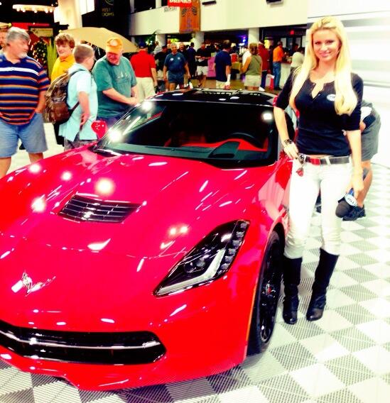 tweetAprilRose's tweet photo. What u guys think of the new C7 #2014corvette @SPEED @BarrettOnSPEED #bja2013 http://t.co/g6klNtE3OJ