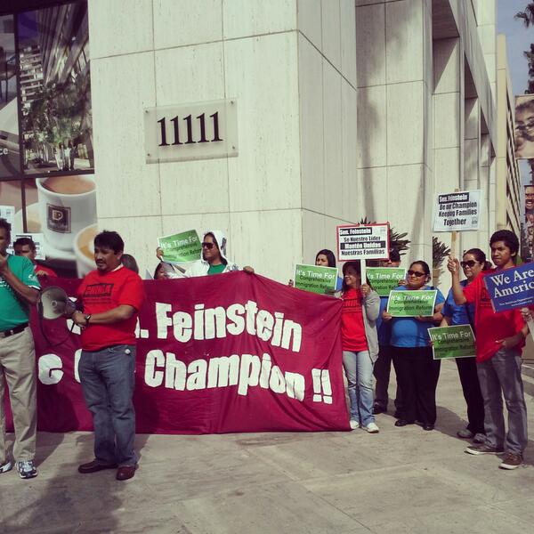 We were proud to join <a href="/CHIRLA/">CHIRLA</a> &amp; others today @ senator Feinstein's office. #Timeisnow! We are ready for #A10