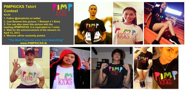 ShowbizBro's tweet photo. Wanna win a #pimpkicks shirt? Just RT this and follow @pimpkicks on Twitter. 5 shirts will be given away. http://t.co/wkFjgzgaZc
