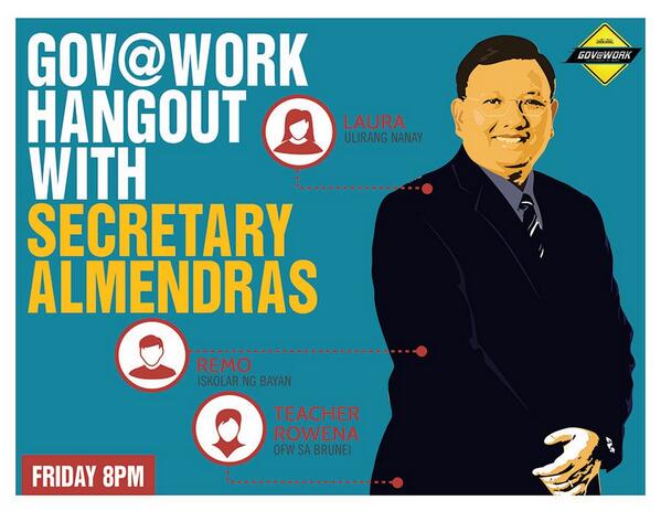 cellofoodiegeek's tweet image. Our govt is now using #googleplushangout to reach out to #pinoys. Cool! #DOE