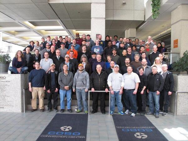 iatse038's tweet photo. Great turnout @ #InfoComm prep in Detroit ths wk! 
Locals 12, 17, 18, 26, 27, 30, 38, 101, 199, 201, 395, and 580. http://t.co/osrs94hNvr