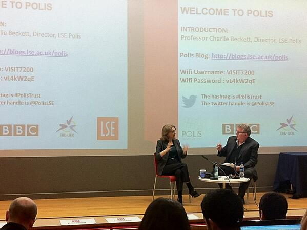 #PolisTrust Journalism Conference. Mary Hockaday, Head of the BBC Newsroom talks abt Trust and the BBC