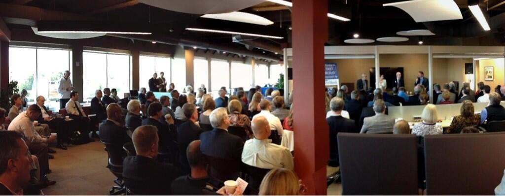 panoramic shot of Williamson County Chamber of Commerce event on 4/5/13 at E|SPACES Cool Springs