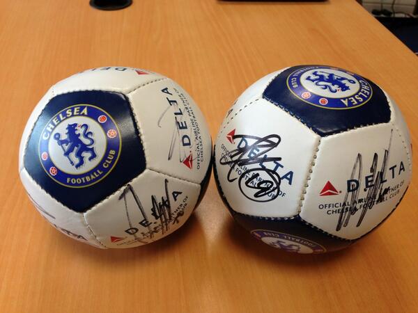 ChelseaFC's tweet photo. Thanks to @Delta we've got two signed footballs up for grabs... #CFCDelta http://t.co/RfSohXoOpi