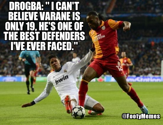 FootballFunnys's tweet photo. Varane (@FootyMemes) http://t.co/9aRwXRLcYL