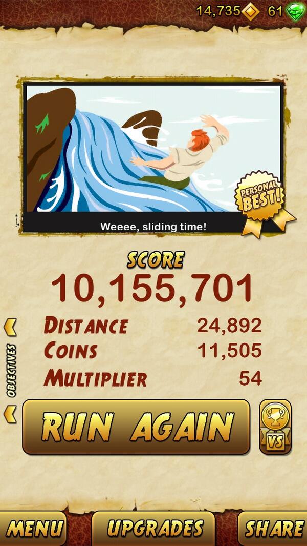 brojerome's tweet image. I got 10,155,701 points on Temple Run 2 #NerdLife #RunJRun