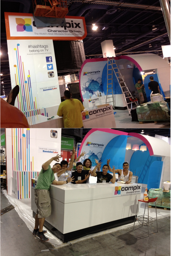 CompixTV's tweet photo. Our booth @NABShow is coming along nicely, thanks to our awesome crew! Come by and see us at SL5705 on 4/8! http://t.co/A6gsgN1SoW