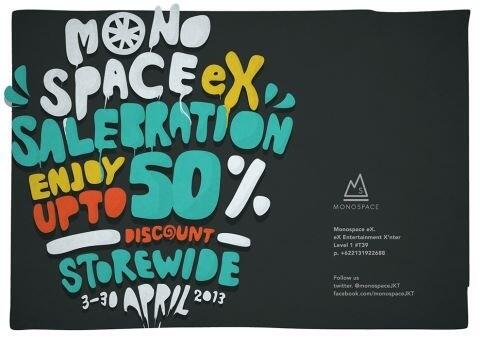 MonospaceJKT's tweet photo. Lets SALEBRATE with us at Monospace eX, Plaza indonesia entertainment X'nter #F1 T39 (next to Fish&amp;Co) http://t.co/qKnJyKKw3C