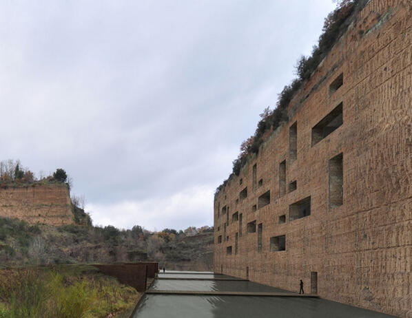 designboom's tweet photo. rooms &amp; windows carved out of a stone quarry make a home for 'cosmic era cavemen': http://t.co/FSDh00ixYw http://t.co/hJFilTuFFt
