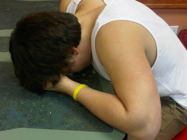 Know this guy? Good, come help him. He's passed out on a table in Aladin shwarma... #goodluck