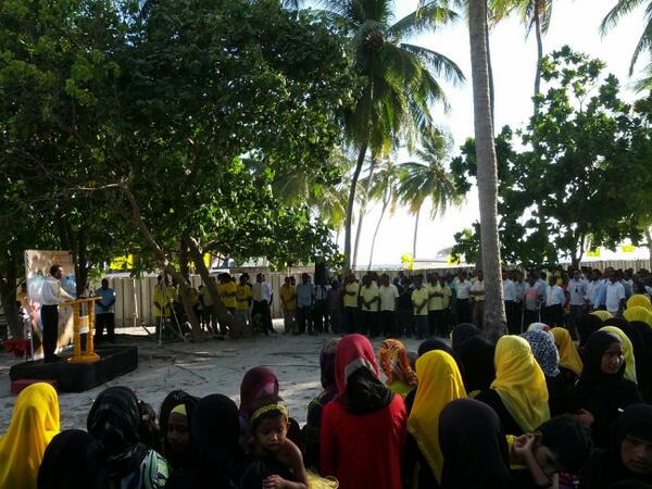 MDP Guest house policy launch President Nasheed addressing #RashugaiVazeefa #RaeesNasheed2013 Laamu Atoll