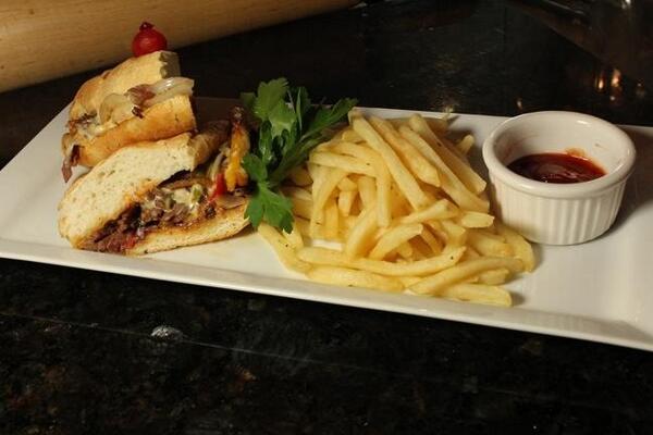 LABakingCo's tweet photo. Today's lunch special Philly Cheesesteak with fries! http://t.co/gKrp51mmo2