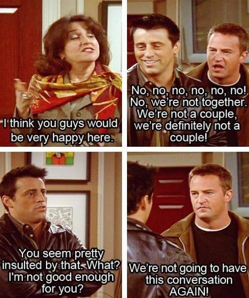 _joeysapple's tweet photo. We're not having this conversation again! #chandler #joey http://t.co/kniLXAd5v2