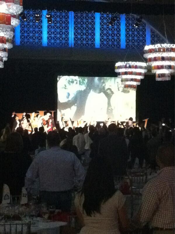 EandHWeek's tweet image. See guy on far left, that's Hunter Hunt of @HuntInstitute on stage shouting &amp;amp; waving WE WANT PEACE @EandHWeek2013.