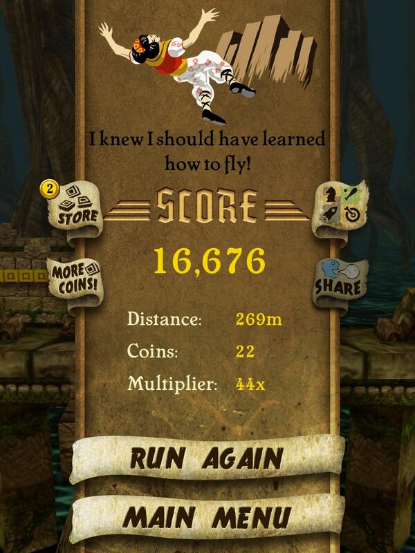 Natashasammy's tweet photo. I got 16,676 points while escaping from demon monkeys. Beat that! http://t.co/NLBgeuQFIc #TempleRun http://t.co/XduZx5tvid