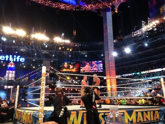 A handshake between <a href="/TheRock/">Dwayne Johnson</a> &amp; the NEWWWWW <a href="/WWE/">WWE</a> Champion <a href="/JohnCena/">John Cena</a> #WrestleMania