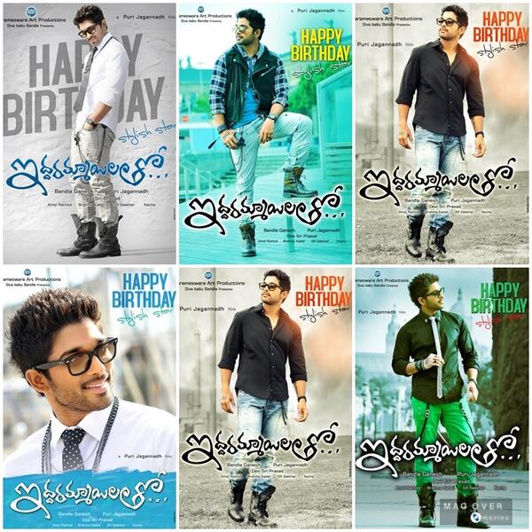 madovermovies's tweet image. Here are the Excluisve posters of @UrsTruelyBunny's  #Iddarammailtho movie released on the occassion of his Birthday.
