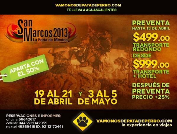 <a href="/EstiloNarvarte/">Estilo Narvarte</a> Viaje a la Feria de San Marcos aprovecha  PREVENTA desde $499
Tel 56642617 
vamonosdepatadeperro.com