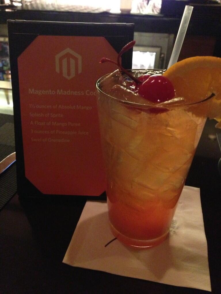 kpschrade: RT @LaraWyss: If you are at #MagentoImagine you have to try the Magento Madness Cocktail!  #Yum http://t.co/761TfQlFaN