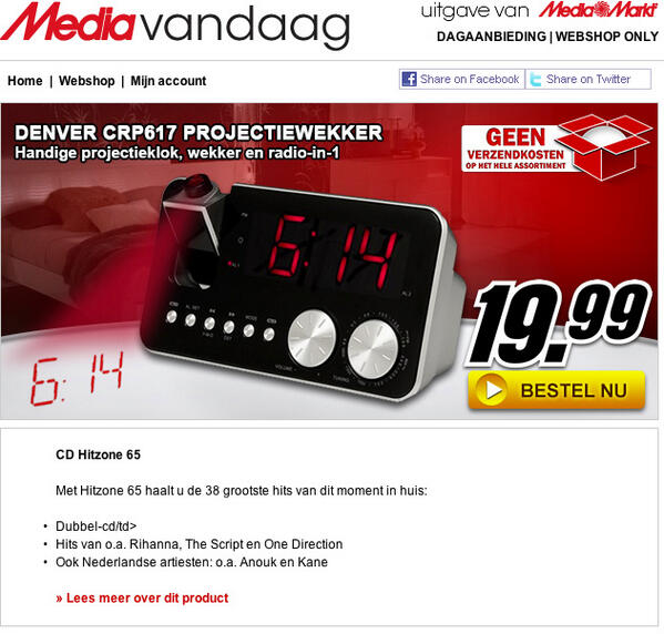 Zal de Mediamarkt ook wakker liggen van een Wekkerradio met identiteitscrisis als cd? #foutje? #hitzone62