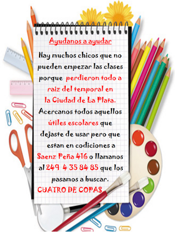 CuatrodeCopas4's tweet photo. @HambreCero  AYÚDANOS A AYUDAR.. DONA LOS ÚTILES QUE NO USES :D OTROS CHICOS LOS NECESITAN. RT. GRACIAS. http://t.co/QwbG7xon12