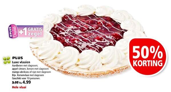 Plus luxe vlaaien, nu 50% korting! 
Elke dag vers uit Limburg!
#plusgeeftmeer #meervers