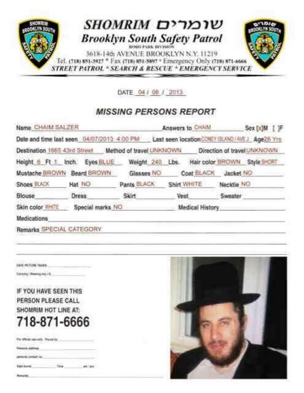 KingsBuff's tweet photo. Brooklyn: *Special Category Missing* for Chaim Salzer (26) Last Seen Yesterday at Ave J &amp; Coney Island Ave. http://t.co/XczZY9gKLw